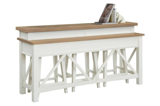 Americana Bar Height Sofa Bar Table w/ Stools in White